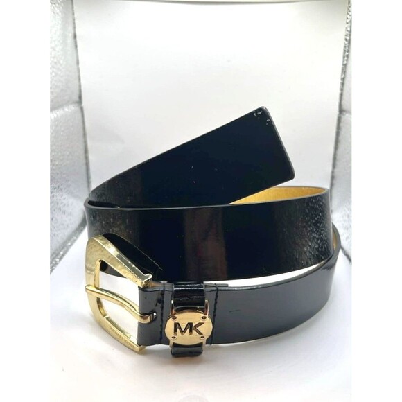 Michael Kors Accessories - Michael Kors Reversible Black & Gold Belt • MK Logo Buckle • Size Large